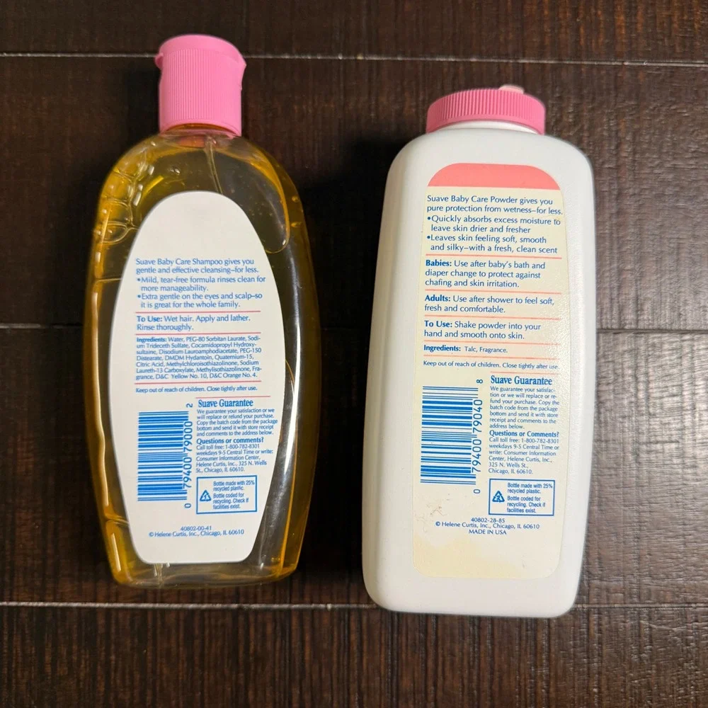 Vintage Suave Baby Care Shampoo and Powder Set 15oz 1990s Helene Curtis Props